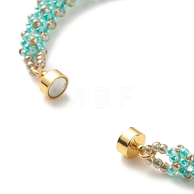 Glass Seed Beaded Bracelet with Brass Magnetic Clasps BJEW-JB07801-05-1