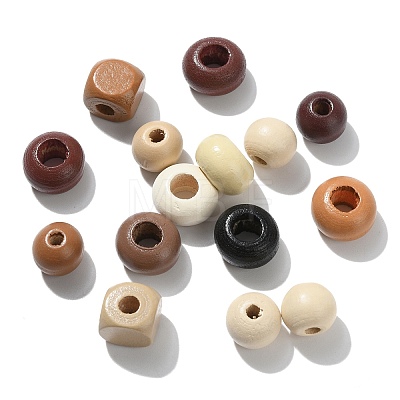 150Pcs 3 Styles Wood European Beads WOOD-CJ0002-73-1