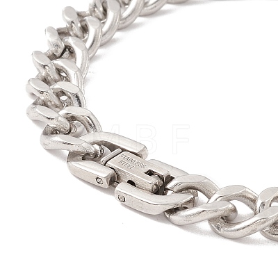 Rectangle 304 Stainless Steel Link Bracelet with Crystal Rhinestone for Men Women STAS-P304-13P-1