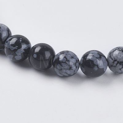 Natural Snowflake Obsidian Beads Strands G-G515-6mm-01-1