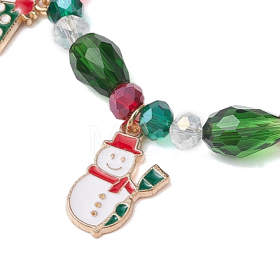 Christmas Tree & Snowman & Bell Alloy Enamel Charm Bracelets BJEW-TA00506-1