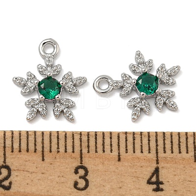 Flower Brass Micro Pave Cubic Zirconia Pendants KK-N254-102P-01-1