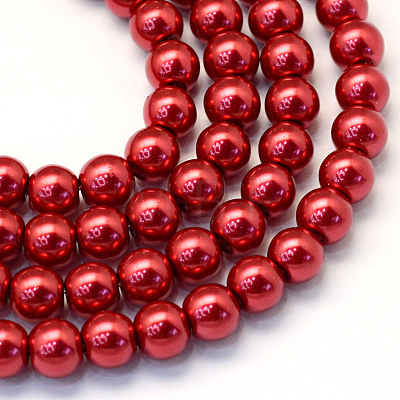 Baking Painted Pearlized Glass Pearl Round Bead Strands HY-Q330-8mm-51-1