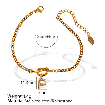 304 Stainless Steel Micro Pave Clear Cubic Zirconia Charm Bracelets WG4D47F-17-1