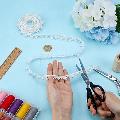 2Yards Polyester with Plastic Pearl Beaded Trim for DIY Sewing Craft OCOR-PH0036-53A-1