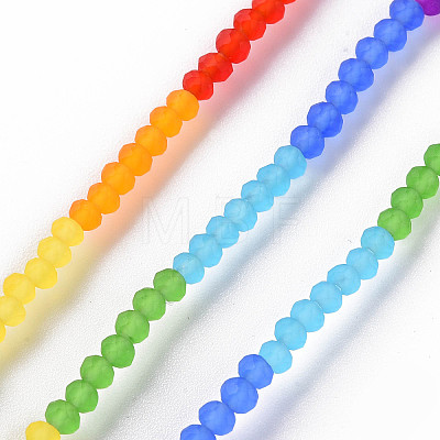 7 Colors Rainbow Color Frosted Glass Beads Strands FGLA-T002-02A-1
