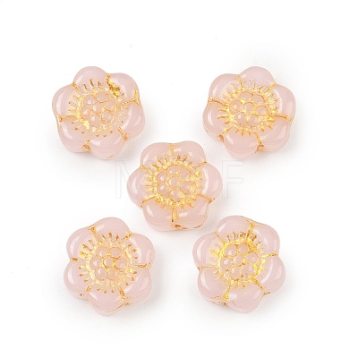 Baking Paint and Golden Metal Enlaced Glass Beads DGLA-T004-10G-1
