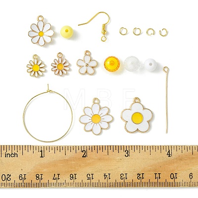 DIY Alloy Enamel Flower & Acrylic Beads Dangle Earring Making Kits DIY-FS0006-31-1