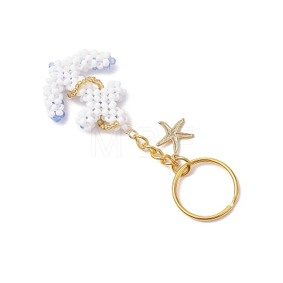 Iron Glass Seedbead Keychain KEYC-MZ00034-02-1