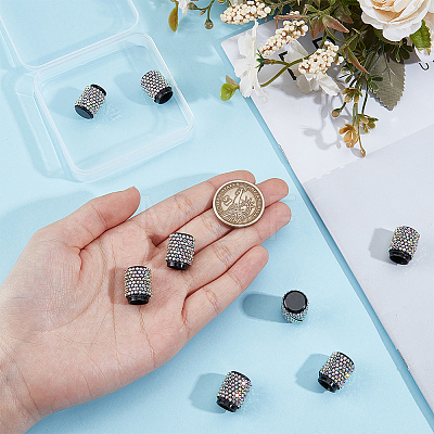 8Pcs Rubber Rhinestone Tire Valve Stem Caps FIND-GF0009-36B-1