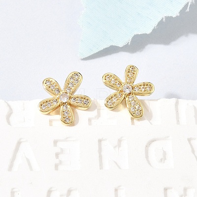 Valentine's Day Brass Micro Pave Clear Cubic Zirconia Stud Earrings EJEW-C186-22G-01-1