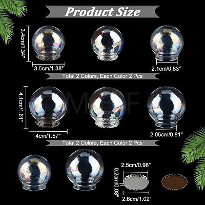  8Pcs 4 Style Round Iridescent Glass Dome Cover FIND-NB0004-55-1