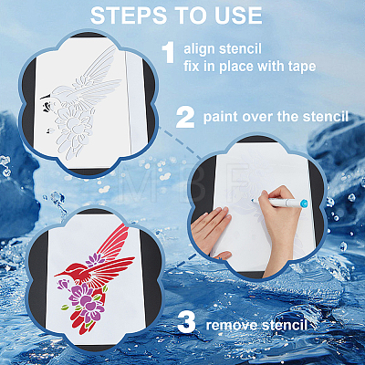 4Pcs 4 Styles PET Hollow Out Drawing Painting Stencils DIY-MA0004-05-1
