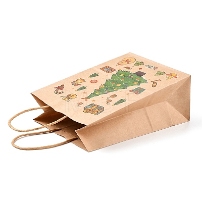 Christmas Theme Printed Kraft Paper Bags with Handles ABAG-M008-08E-1