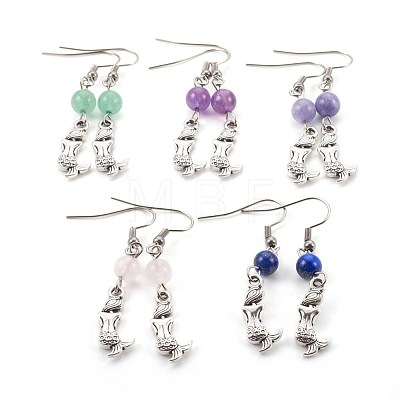 Natural Mixed Stone Dangle Earrings EJEW-JE02887-1