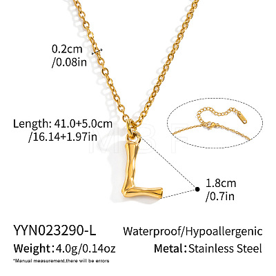 304 Stainless Steel Bamboo Initial Pendant Necklaces for Men Women WM4386-9-1