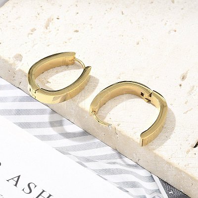 304 Stainless Steel Oval Hoop Earrings for Women EJEW-C096-66G-1