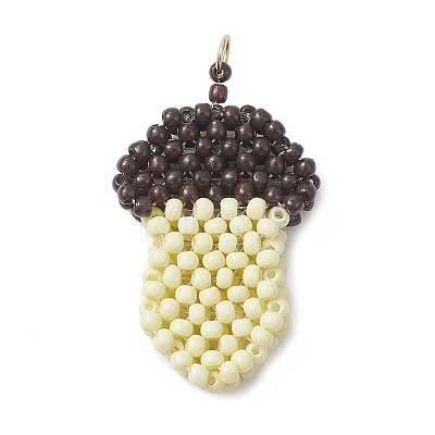 Beaded Pine Cone Charms PALLOY-MZ01148-1