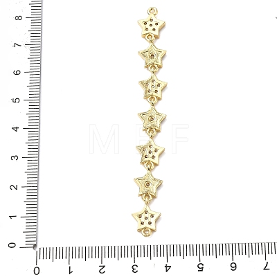 Brass Micro Pave Clear Cubic Zirconia 7 Star Links Connector Charms KK-H539-16G-05-1