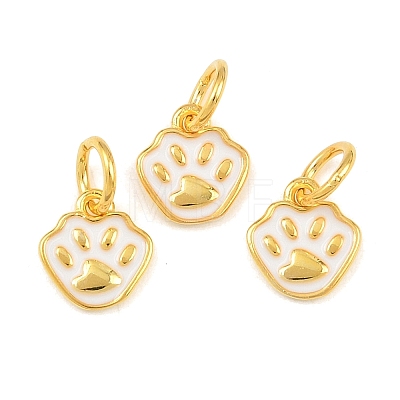 925 Sterling Silver Enamel White Paw Print Charms STER-A049-05G-1