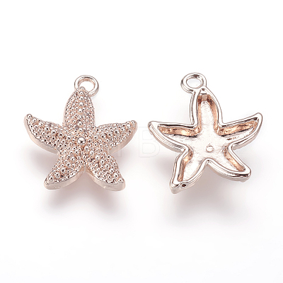 Alloy Starfish/Sea Stars Pendants PALLOY-J219-046RG-3A-1