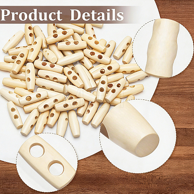30Pcs Natural Wood Buttons FIND-GF0009-92B-1