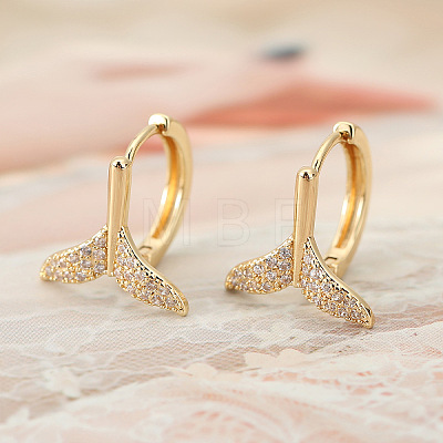 Brass Clear Cubic Zirconia Fishtail Hoop Earrings WGDD127-01-1