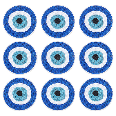 Evil Eye Pattern Cloth Computerized Embroidery Iron On/Sew On Patches LS-PATC-WH0011-14-1