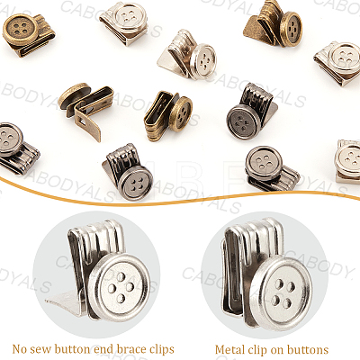 12Pcs 3 Colors Alloy Suspenders Replacement Clips No Sew Button Ends Adjustable Brace Clips For Overalls Pants Hats Garment BUTT-CY0001-35-1