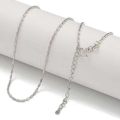 Brass Textured Column Link Chain Necklaces for Women NJEW-U011-03P-1