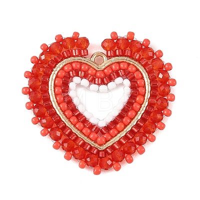 Glass Seed Beaded Pendants PALLOY-MZ01385-1