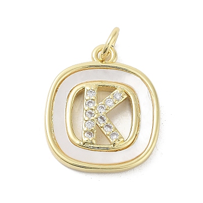 Rack Plating Brass Micro Pave Clear Cubic Zirconia Pendants KK-E102-33G-K-1