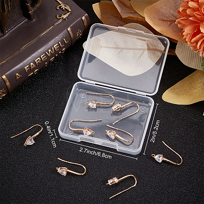 10Pcs Brass Cubic Zirconia Earring Hooks KK-BBC0004-53-1