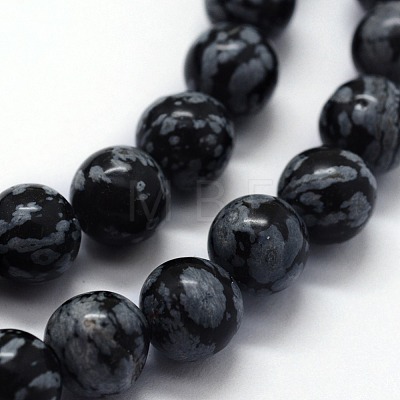 Natural Snowflake Obsidian Beads Strands G-I199-36-4mm-1