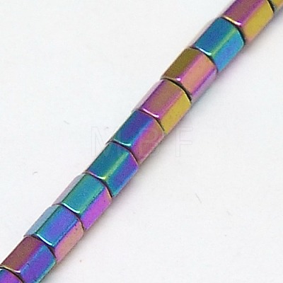 Electroplate Non-magnetic Synthetic Hematite Beads Strands G-J166-3x3mm-04-1
