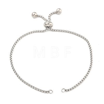 Non-Tarnish Adjustable 304 Stainless Steel Box Chain Slider Bracelet Making MAK-L038-001P-05-1