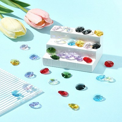 48Pcs 8 Colors Electroplate Glass Links Connectors EGLA-FS0001-48-1