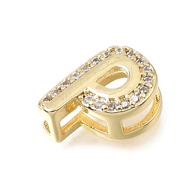 Brass Micro Pave Clear Cubic Zirconia Initial Spacer Bars KK-E802-34G-P-1
