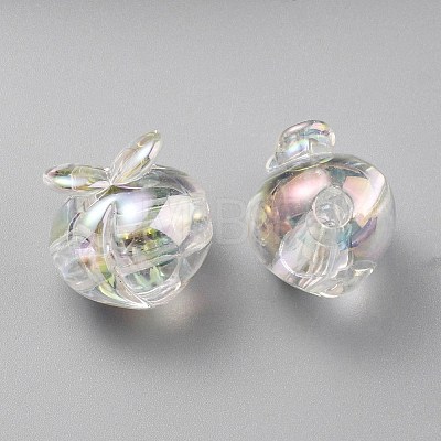 UV Plating Rainbow Iridescent Acrylic Beads OACR-F004-02G-1