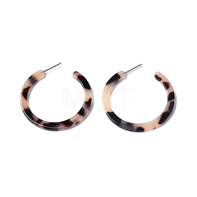 Cellulose Acetate(Resin) C Shape Half Hoop Earrings KY-S163-372A-01-1