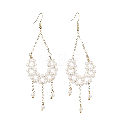 Shell Pearl Beads Dangle Earrings EJEW-JE07453-1