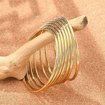 Ion Plating(IP) 7Pcs Fashion 304 Stainless Steel Plain Bangles BJEW-L664-022B-G01-1