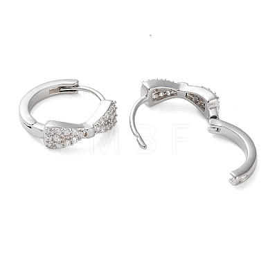 Brass Micro Pave Clear Cubic Zirconia Hoop Earrings EJEW-S234-03P-1