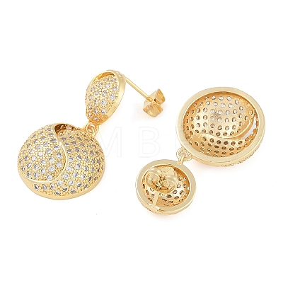 Brass Pave Clear Cubic Zirconia Stud Earrings for Women EJEW-S225-10G-01-1