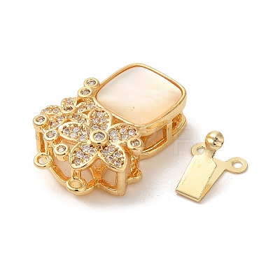 Brass Micro Pave Clear Cubic Zirconia Box Clasps KK-A227-23G-1