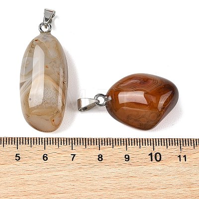 Natural Banded Agate Tumbled Stone Pendants GG-K002-06D-1