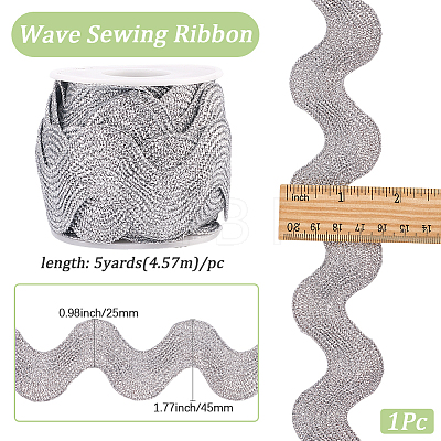 5 Yards Polyester Metallic Wavy Fringe Trim Ribbon OCOR-GF0004-56-1