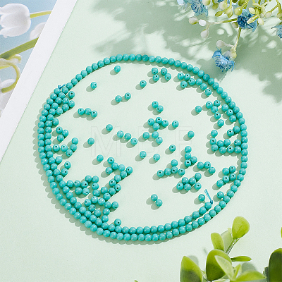 2 Strands Synthetic Taiwan Turquoise Round Beads Strands G-AR0004-71-1