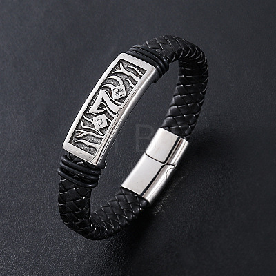 Punk Braided PU Leather Cord Bracelets LD8798-1-1