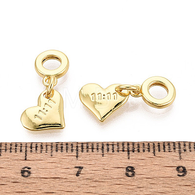 Brass 11:11 Heart European Dangle Charms KK-N259-21G-1